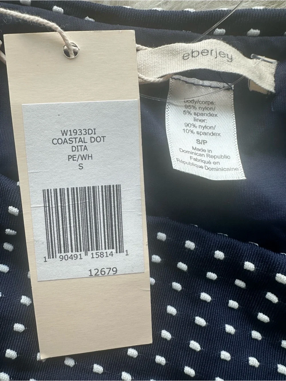 Eberjey Coastal dot Navy & White High-Waist Polka Dot Bikini Bottom Small cheeky